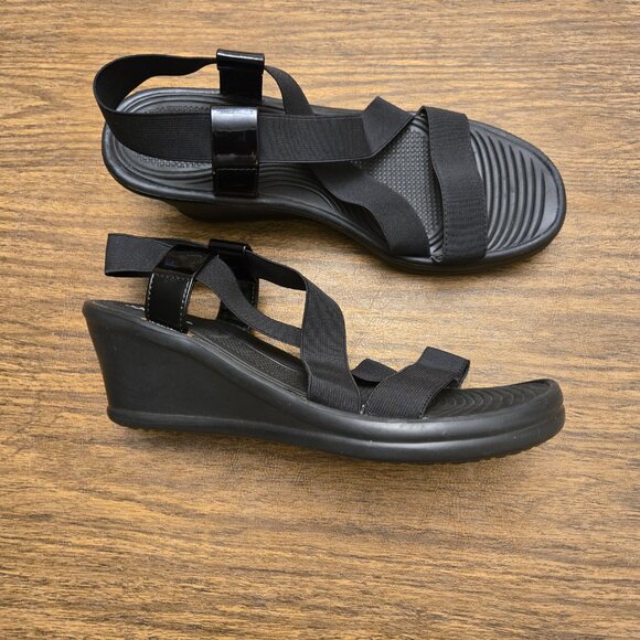 SKECHERS Cali Women's Ramblers Black Strappy Wedge Open Toe Sandals - Size 9M - Picture 5 of 16